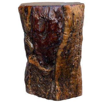 Raw Wood Rough Grain Finish Irregular Shape Short Stool Table Hcs7540