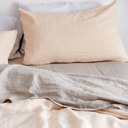Peach Linen Duvet Set | In Bed - Duvet Covers & Duvet Sets