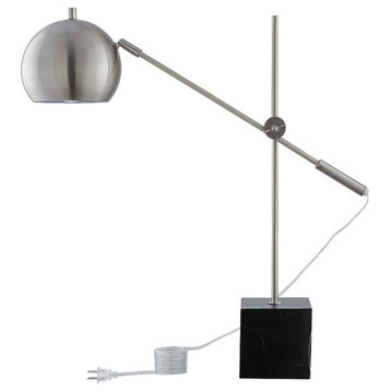 Posh Living Ameya Table Lamp 5ft Power Cord Marble Stone Base Stainless Steel