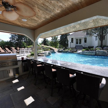Custom Free Form Pool with Swim Up Bar
