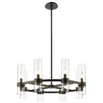 Z-Lite - Z-Lite 4008-8MB Datus 8 Light Chandelier in Matte Black - Distinctive modern style takes a page from industrial-inspired flavor, creating a captivating fixture blending matte black steel and glass. With a circular spoke-style frame, the Datus eight-light chandelier lends a minimalist approach to lighting with enough glam to stand out. Perfect for a small- to mid-sized contemporary dining room, kitchen, or hallway, this chandelier delivers drama with a round frame crafted of bold matte black finish iron, dressed up with delicate clear glass cylinder shades.