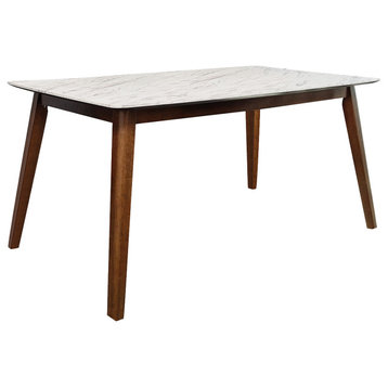 Rectangular Dining Table, White and Natural Walnut
