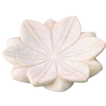 Lotus Plate, White Marble, Small