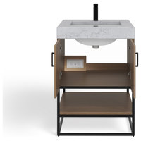 Alistair Bath Vanity, Oak, 24", Matte Black Hardware, Single, Freestanding