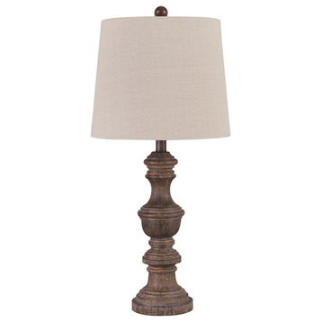 Ashley Furniture Magaly Wood Table Lamp in Brown (Set of 2)