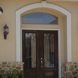 Mahogany Double Door with Monterrey Iron - Front Doors