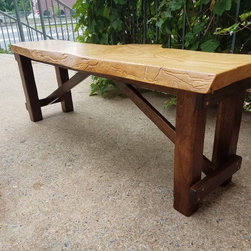 Rustic Oak Bench - Live Edge Natural Wood - Accent And Storage Benches