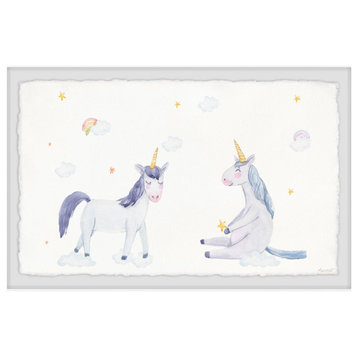 "Unicorn Buddies" Framed Painting Print, 18x12