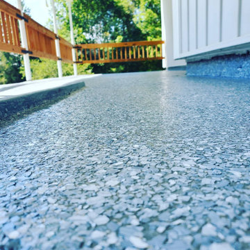 garage, front walkway, and back patio