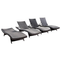 Luxury Outdoor Patio Furniture PE Wicker Chaise Lounge Chairs, Set of 4