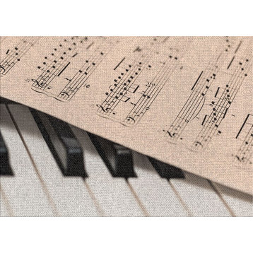 Piano And Sheet Music Area Rug, 5'0"x7'0"