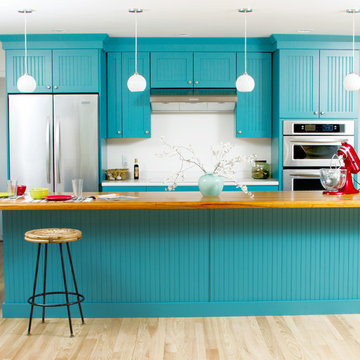Bold and Aqua Blue Cottage Styled Kitchen