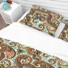 Paisley Pattern With Fantasy Vintage Duvet Cover Set, Queen