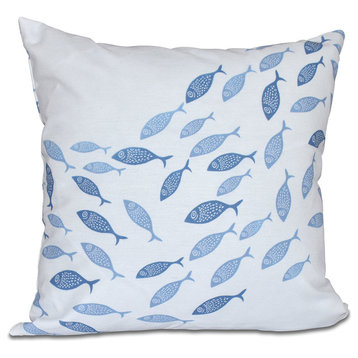 Escuela, Animal Print Outdoor Pillow, Blue, 18"x18"