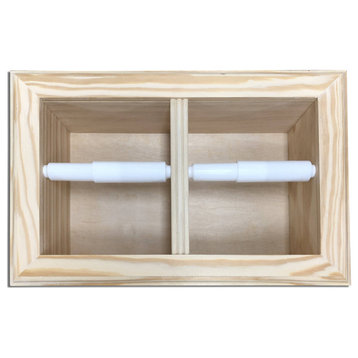Bayshore Recessed Solid Wood Double Toilet Paper Holder 13.25 X 8.5, Unfinished