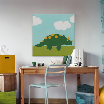 "Playtime Dino IV" Painting Print on Wrapped Canvas