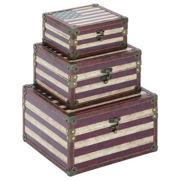 American Flag Wooden Boxes, Set of 3