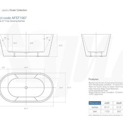 SPEC Aqua OVALE 67'' Free Standing Bathtub - Bathtubs
