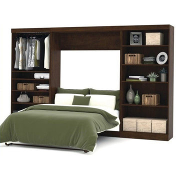 Atlin Designs 131" Full Wall Bed with 2 Piece Storage Unit in Chocolate