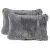 100% Sheepskin New Zealand Pillows, Set of 2, Gray, 12"x20"