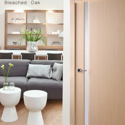 Contemporary Bleached Oak Interior Single Door, Frosted Glass Strip - Interior Doors