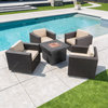 GDF Studio 5-Piece Alice Outdoor Wicker Club Chair Set With Firepit