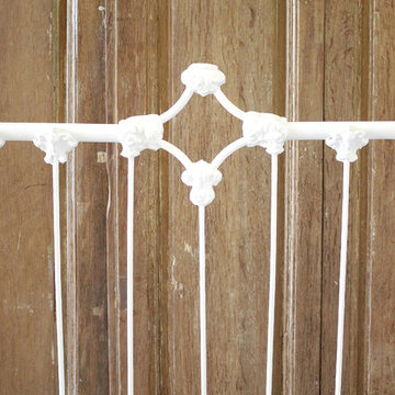 19th Century Painted White Iron Crib Baby Bed