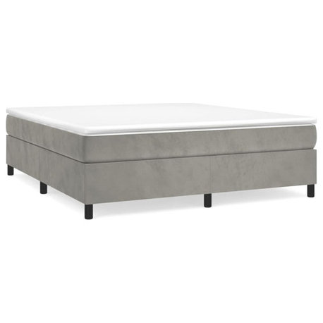vidaXL Bed Frame Upholstered Bedroom Furniture Light Gray 76"x79.9" King Velvet