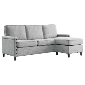 Ashton Upholstered Fabric Sectional Sofa, Light Gray
