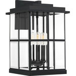 Quoizel - Quoizel Mulligan 3 Light Outdoor Lantern, Matte Black - Add instant curb appeal to your home with the Mulligan outdoor collection. The rectangular frame and glass panels create a transitional feel that complements a modern farmhouse or craftsman style home. Finished in matte black with clear beveled glass, this collection is sure to make a great first impression.