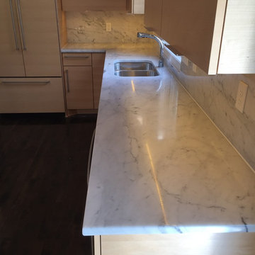 White Carrera Marble Kitchen