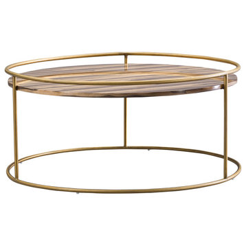 Gilcrest Glam Brown and Gold Marble Coffee Table