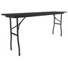 Correll 18"W x 96"D Melamine Top Folding Table in Black Granite