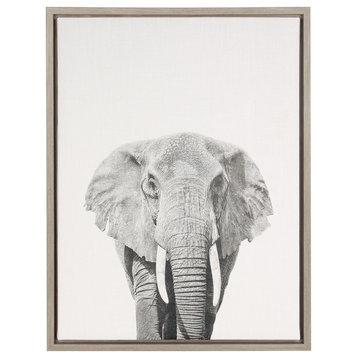 Sylvie Elephant Gray Framed Canvas Wall Art by Simon Te Tai