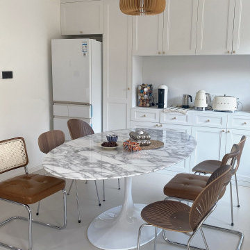 Arabescato Marble Tulip Oval Dining Table