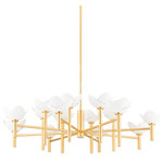 Hudson Valley Lighting - Dawson 16-Light Chandelier, Gold Leaf/White Plaster - Three separate pieces come together to form the pretty petal-shaped shades of this elegant botanical design. Gold leaf arms, canopy and backplate add shine and color to balance the soft, white plaster shades. This delicate design will bring a warm glow and a sense of style anywhere it's placed.