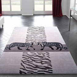 Kalahari Tiger Rugs in Grey - Floor Rugs