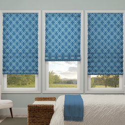 Waverly Roman Shades Hampton Trellis Sky - Roman Shades