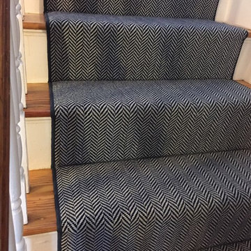 Navy Herringbone Stair Runner