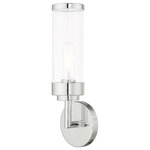 Livex Lighting - Livex Lighting 10361-05 Hillcrest - One Light ADA Wall Sconce - The one light wall sconce from the Hillcrest colleHillcrest One Light  Polished Chrome Clea *UL Approved: YES Energy Star Qualified: n/a ADA Certified: YES  *Number of Lights: Lamp: 1-*Wattage:100w Medium Base bulb(s) *Bulb Included:No *Bulb Type:Medium Base *Finish Type:Polished Chrome