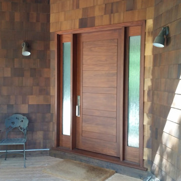 Mahogany and Bark Glass Entry Door