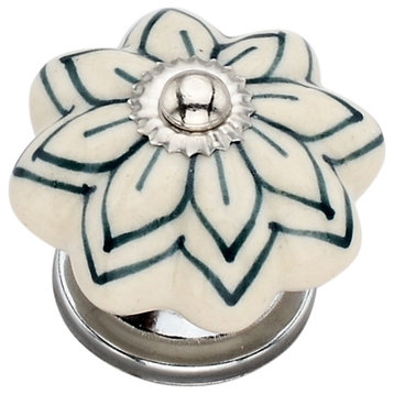 Ceramic Knob, 1-4/7 '' Decorative Hardware Cream & Green Cabinet Knobs 10-pcs