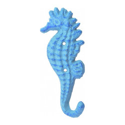 Import Wholesales - Decorative Wall Hook, Seahorse, Blue, 5.25" Tall - Wall Hooks