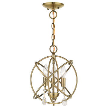 Antique Brass Shabby Chic, Dazzling, Country Convertible Chandelier/Semi Flush