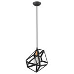 Trend Lighting - Hedron 1-Light Matte Black Pendant - Elevate your space with the eye-catching Hedron.  This funky pendant features an asymmetrical, open geometric iron shade in two finish combinations; black with a copper socket and white with a gold socket.