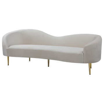 Ritz Velvet Upholstered Sofa, Cream
