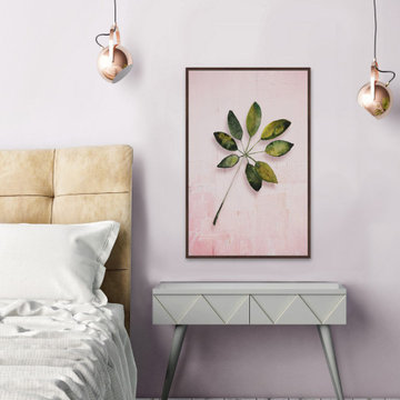 "Leaf Portrait in Blush" Floater Framed Painting Print on Canvas