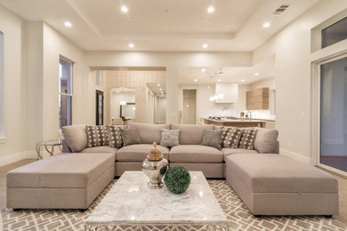Example of a minimalist family room design in Sacramento