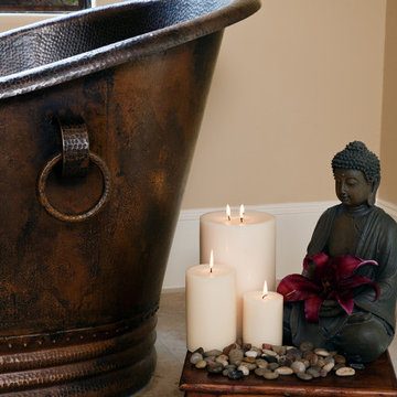60" Hammered Copper Double Slipper Bathtub With Rings (BTDR60DB)