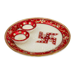 marble decoratives pooja thali - Decorative Plates